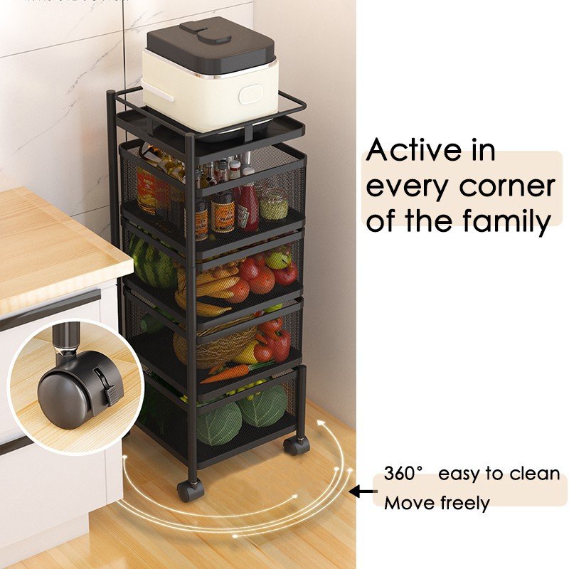 【24H MY Delivery】【Big promotion】Rotating Trolley Rack Kitchen Rack Rotating Rack Spice Rack Storage Rack Bathroom Rack Shelf Ikea Rack - Image 5
