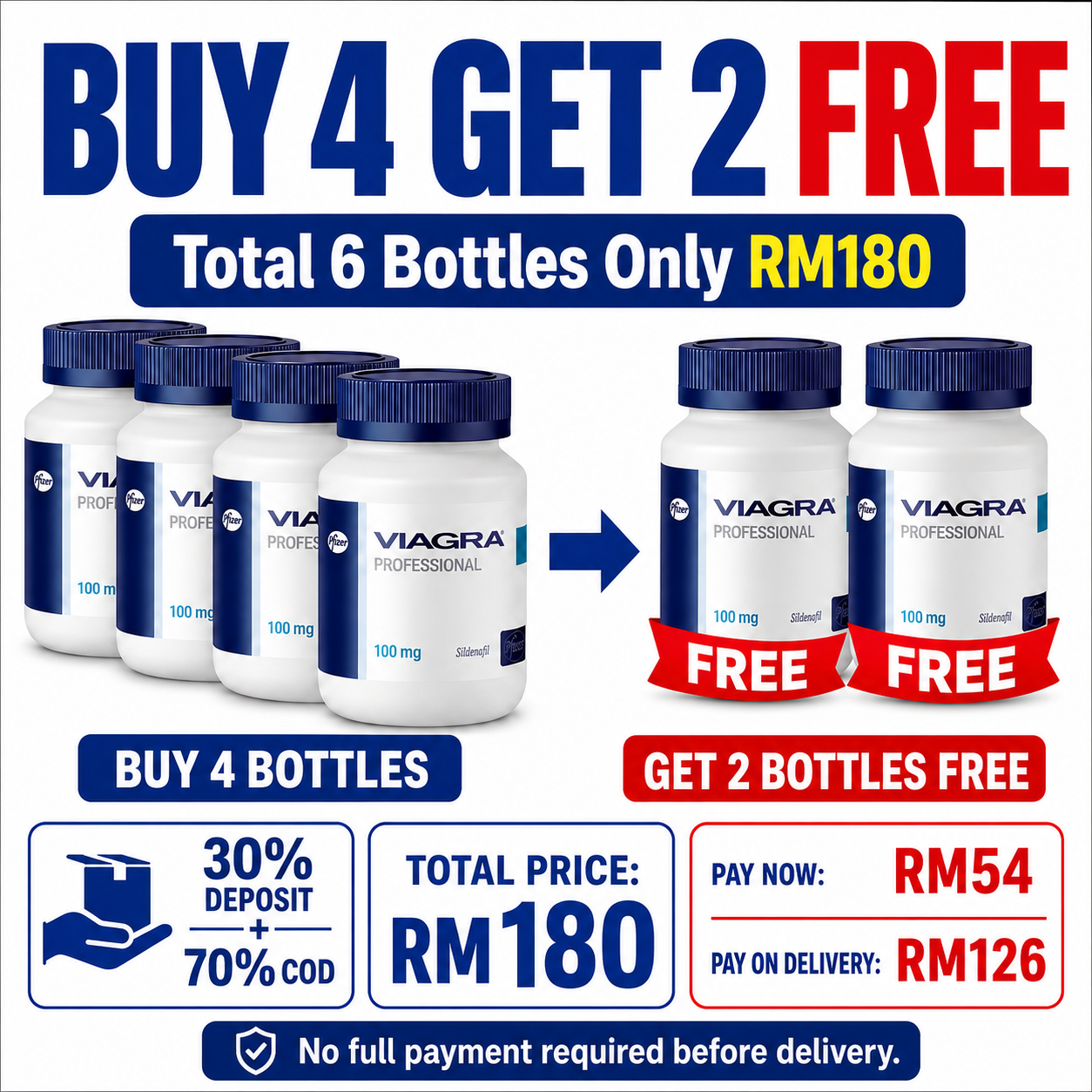 【Buy 2 Get 1 Free】【Secure Deposit COD】Viagra Professional is now available! Faster erections, longer lasting sex and a more confident life. The best choice for men!100mg per bottle /30 capsules - Image 4