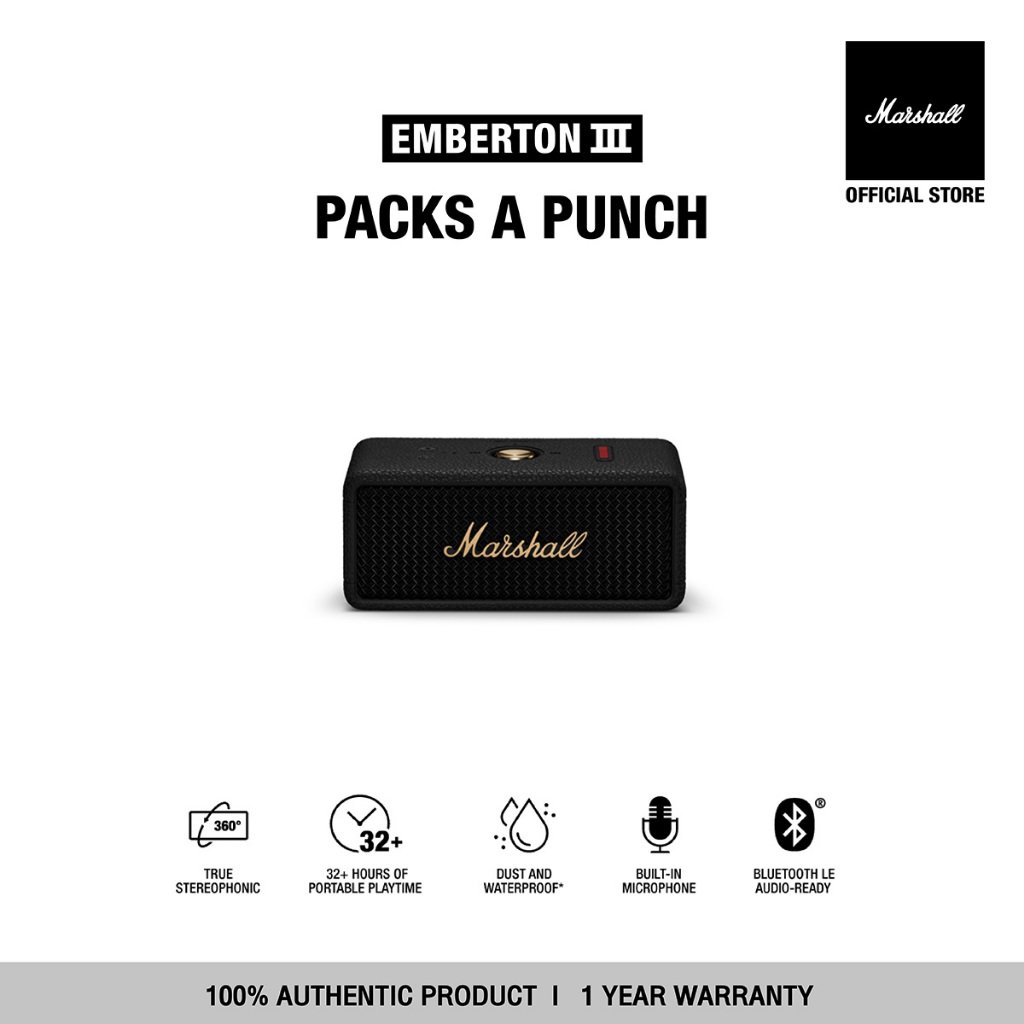 【24H MY Delivery】MARSHALL EMBERTON III Portable Bluetooth Speaker - Cream - Image 3