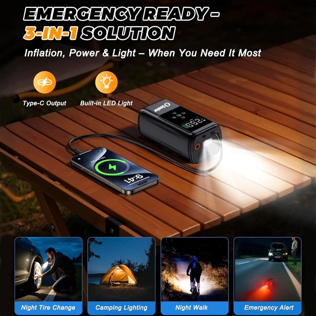 【24H MY Delivery】【Big promotion】128800mAh Jumper Start powerbank 9 IN 1 Car jump starter jumper with pump tyre With Air Compressor kereta 12V Car Emergency - Image 6