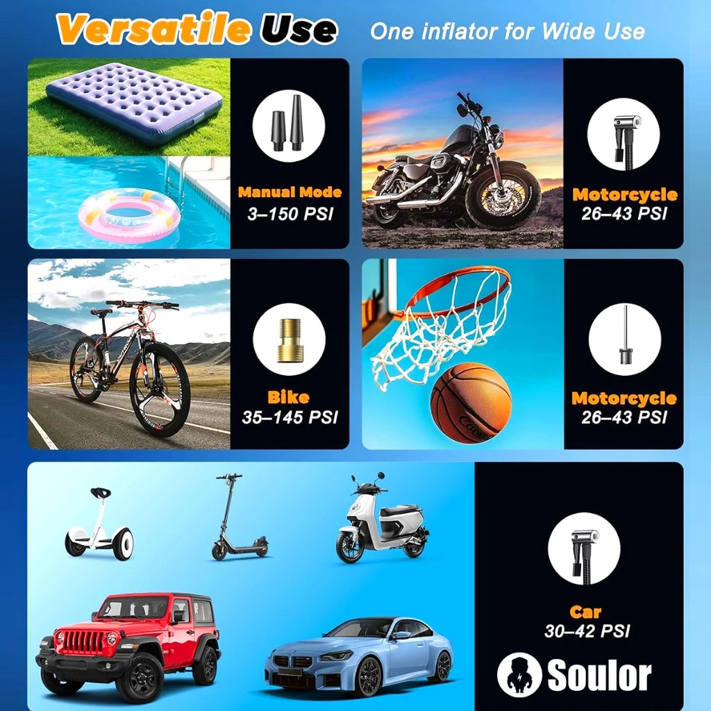 【24H MY Delivery】【Big promotion】128800mAh Jumper Start powerbank 9 IN 1 Car jump starter jumper with pump tyre With Air Compressor kereta 12V Car Emergency - Image 5