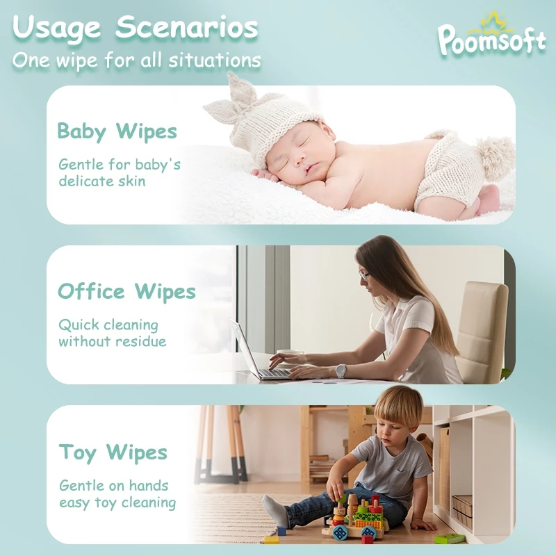 【24H MY Delivery】【Buy 1 Get 1 Free】POOMSOFT Non Alcohol Baby Wet Wipes/Wet Tissue (80 Pcs/Pack) - Image 4