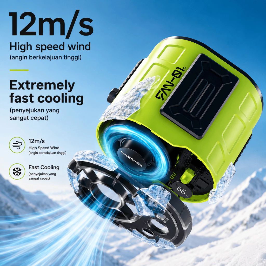 【24H MY Delivery】【Big promotion】ChillBuds Portable Waist Fan – Hands-Free Cooling Fan for Outdoor, Travel & Hiking - Image 3
